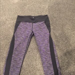 Athleta crop black and purple workout pants medium